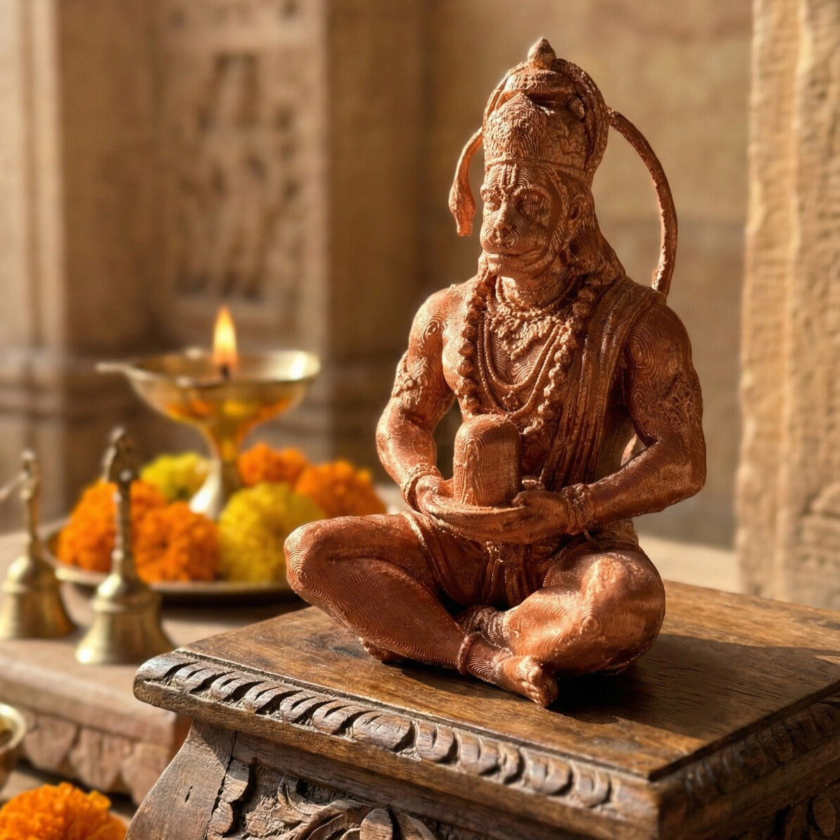 The Devout Hanuman: 3D Printed Metallic Copper Idol