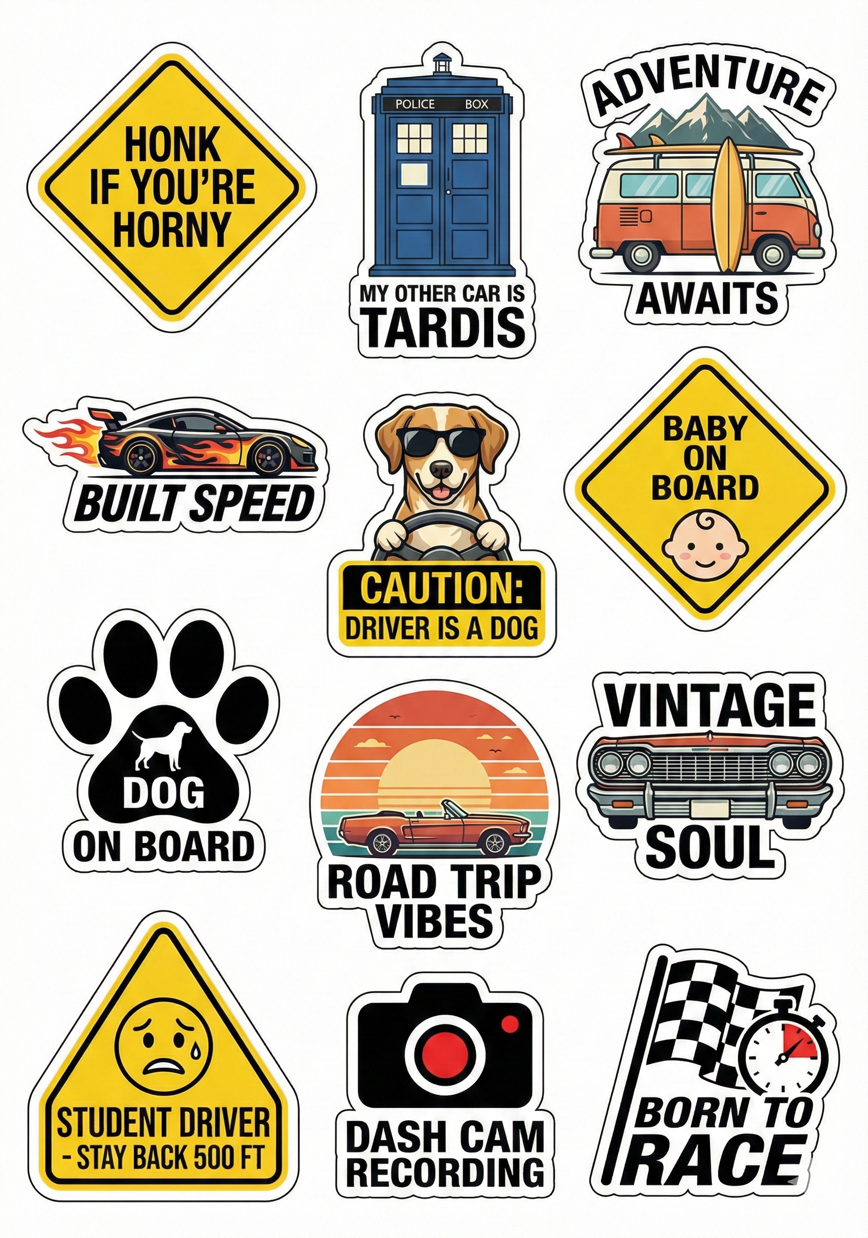 Humorous Camping & Hiking Sticker Pack