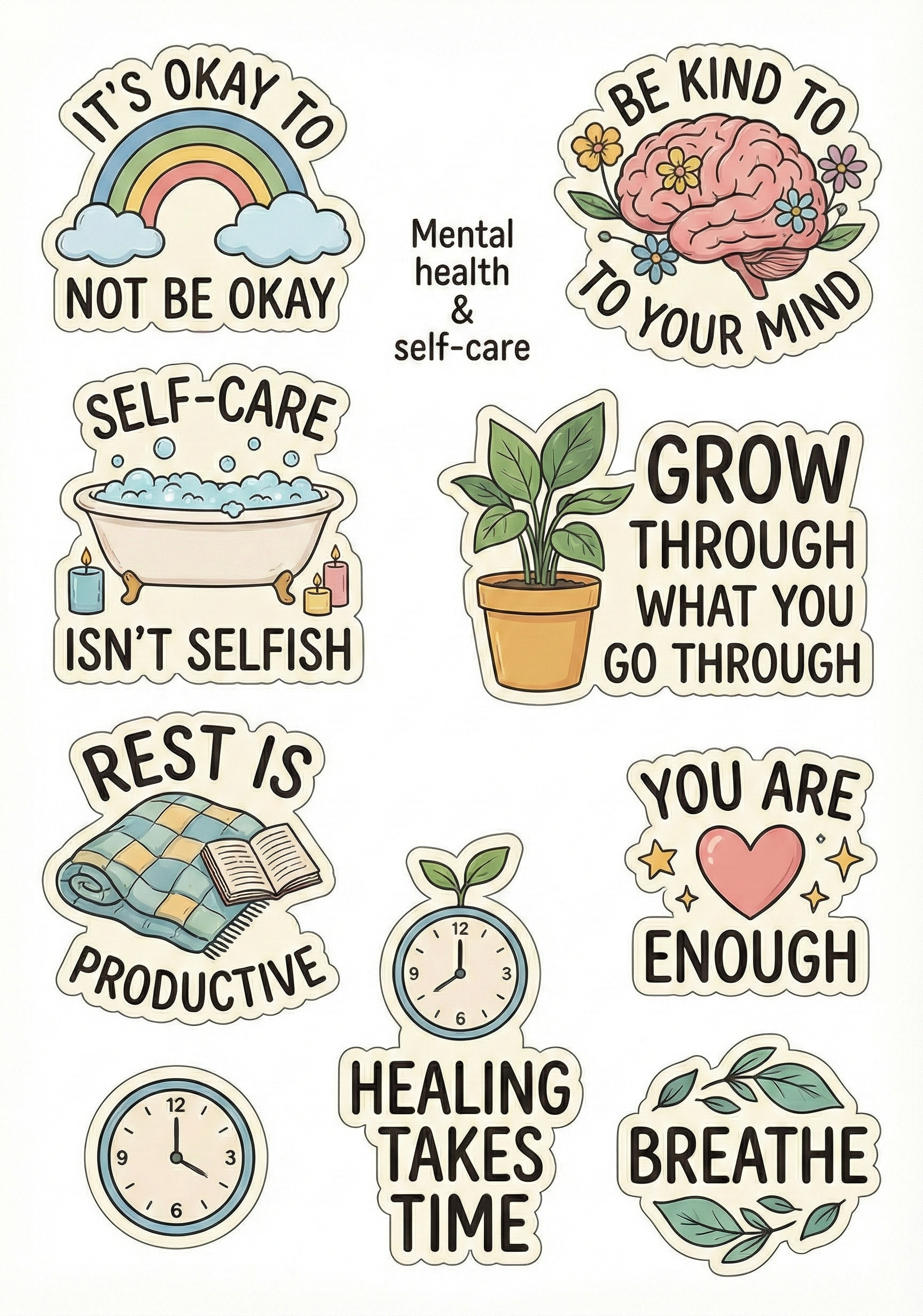 Level Up Wellness and Work Life Balance Sticker Pack