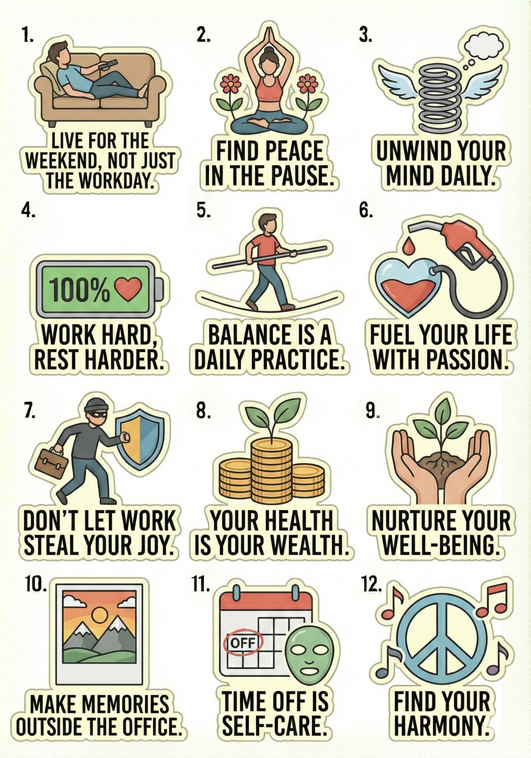 Level Up Wellness and Work Life Balance Sticker Pack