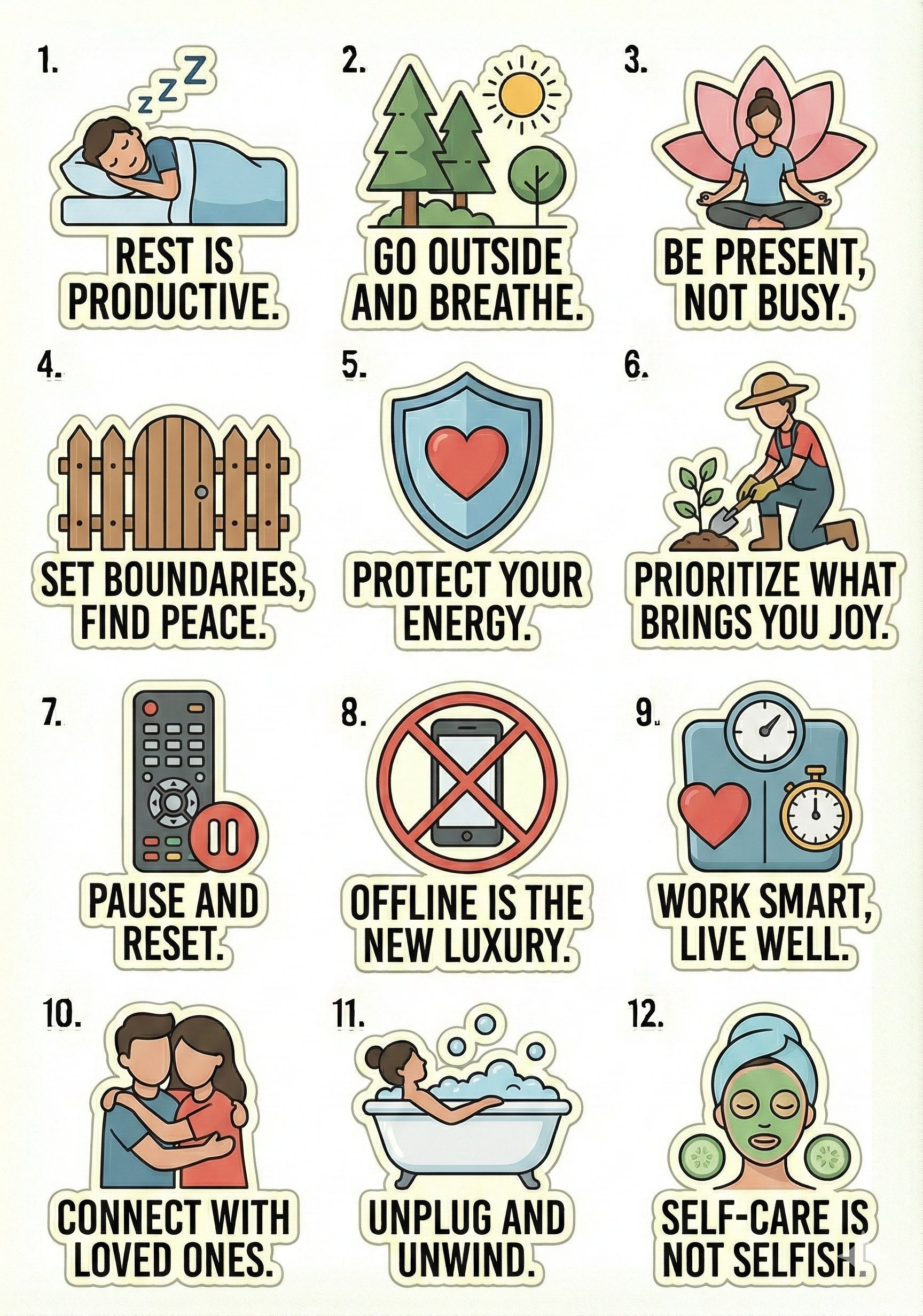 Level Up Wellness and Work Life Balance Sticker Pack