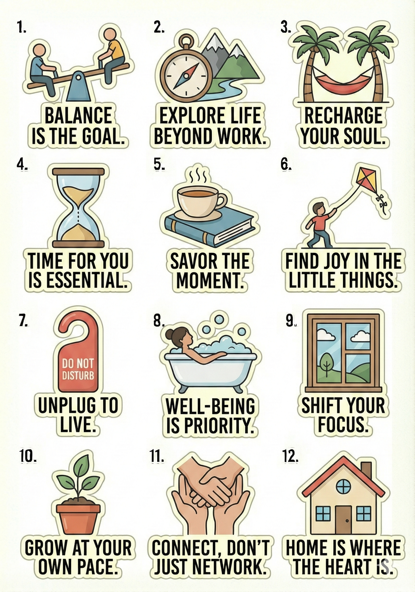 Level Up Wellness and Work Life Balance Sticker Pack