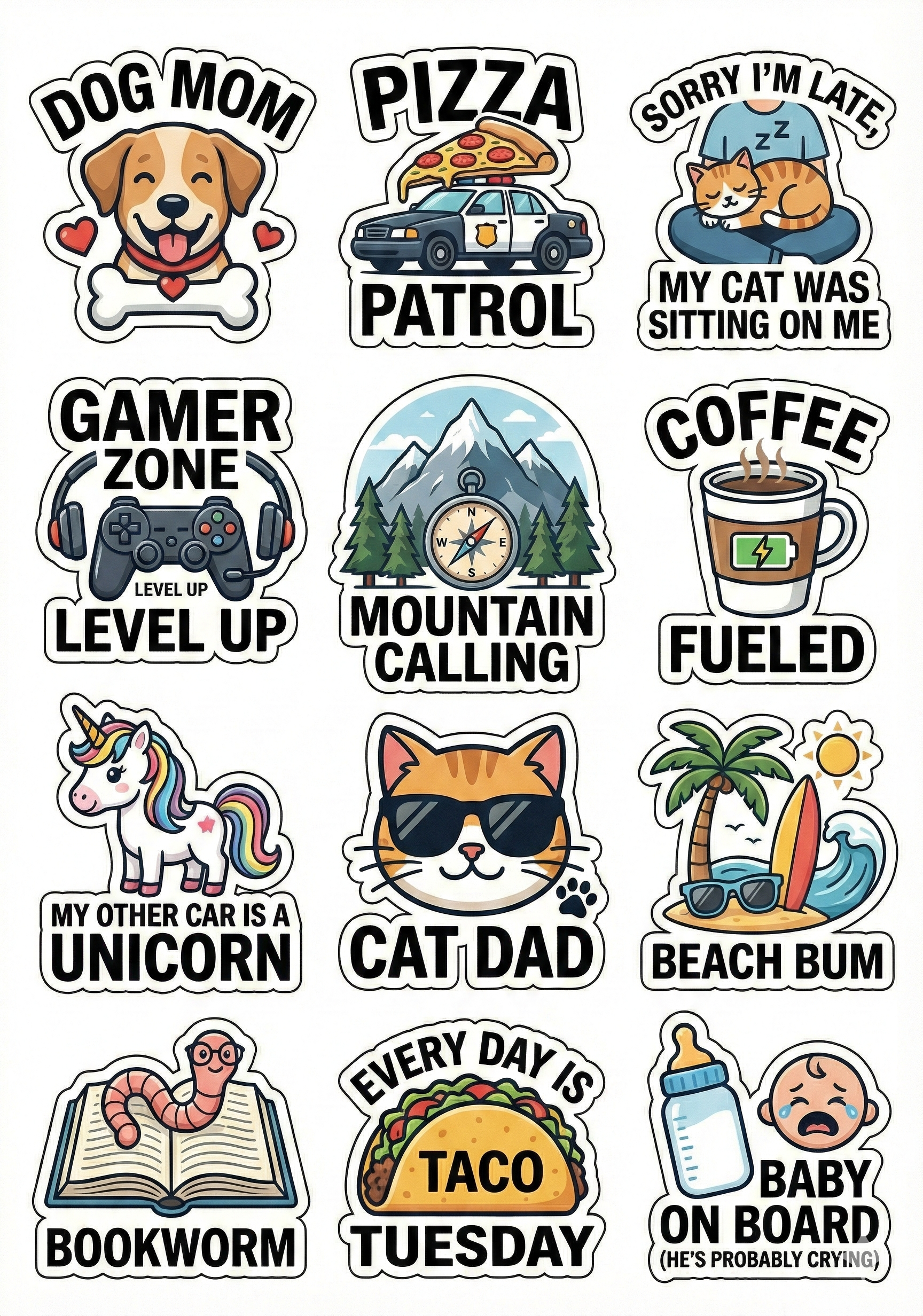 Humorous Camping & Hiking Sticker Pack