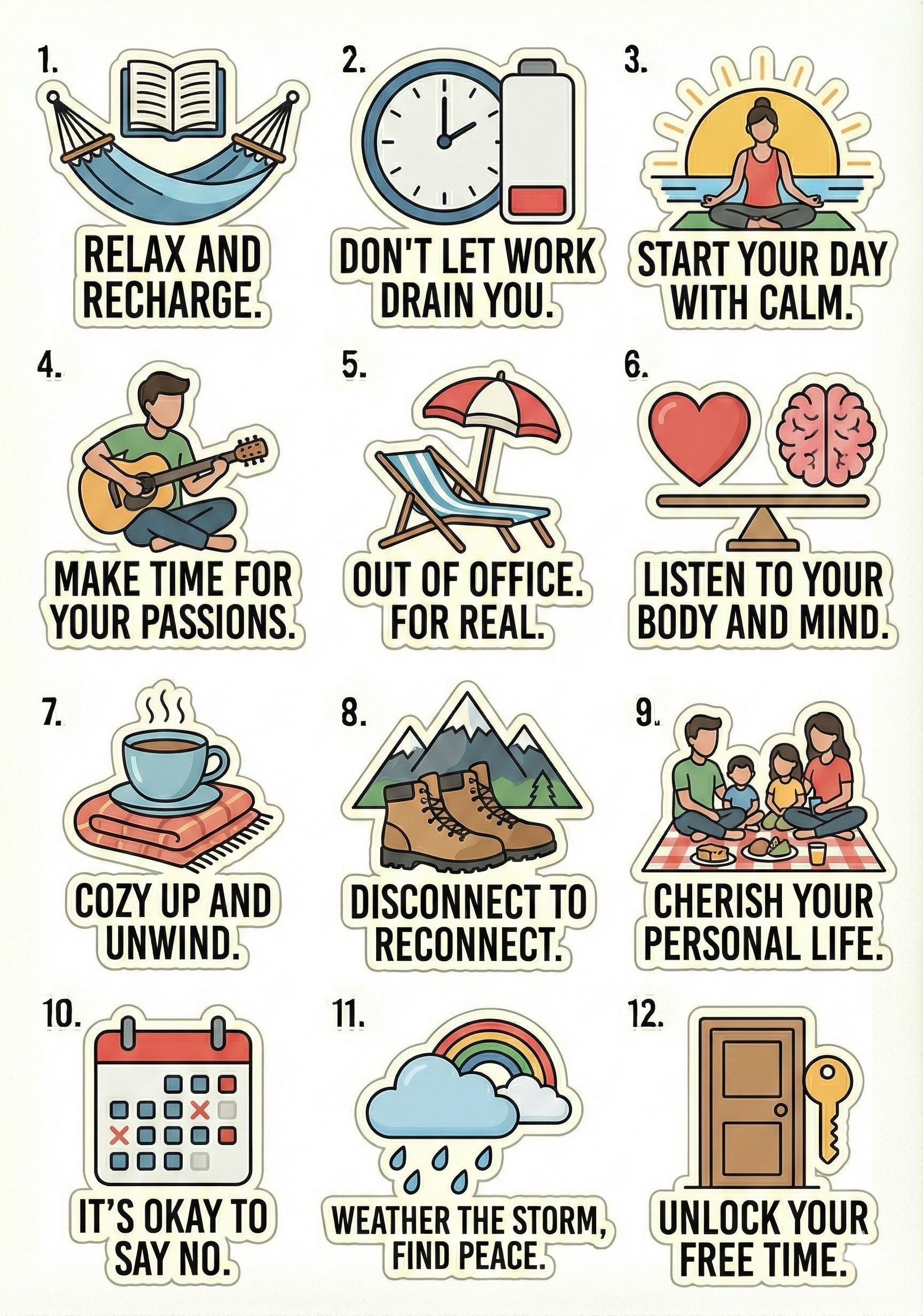 Level Up Wellness and Work Life Balance Sticker Pack