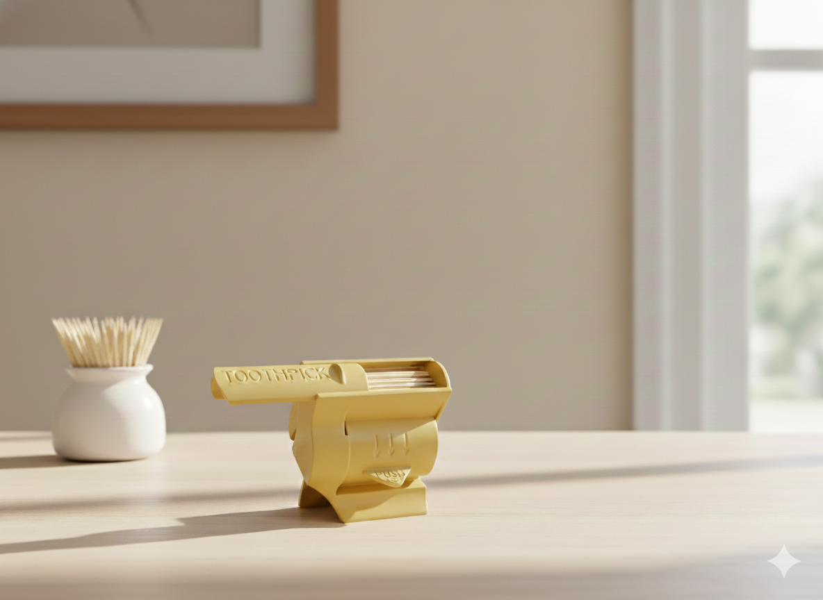 Push-Button Toothpick Dispenser