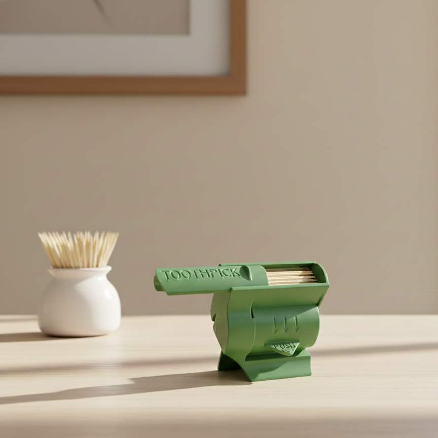 Push-Button Toothpick Dispenser